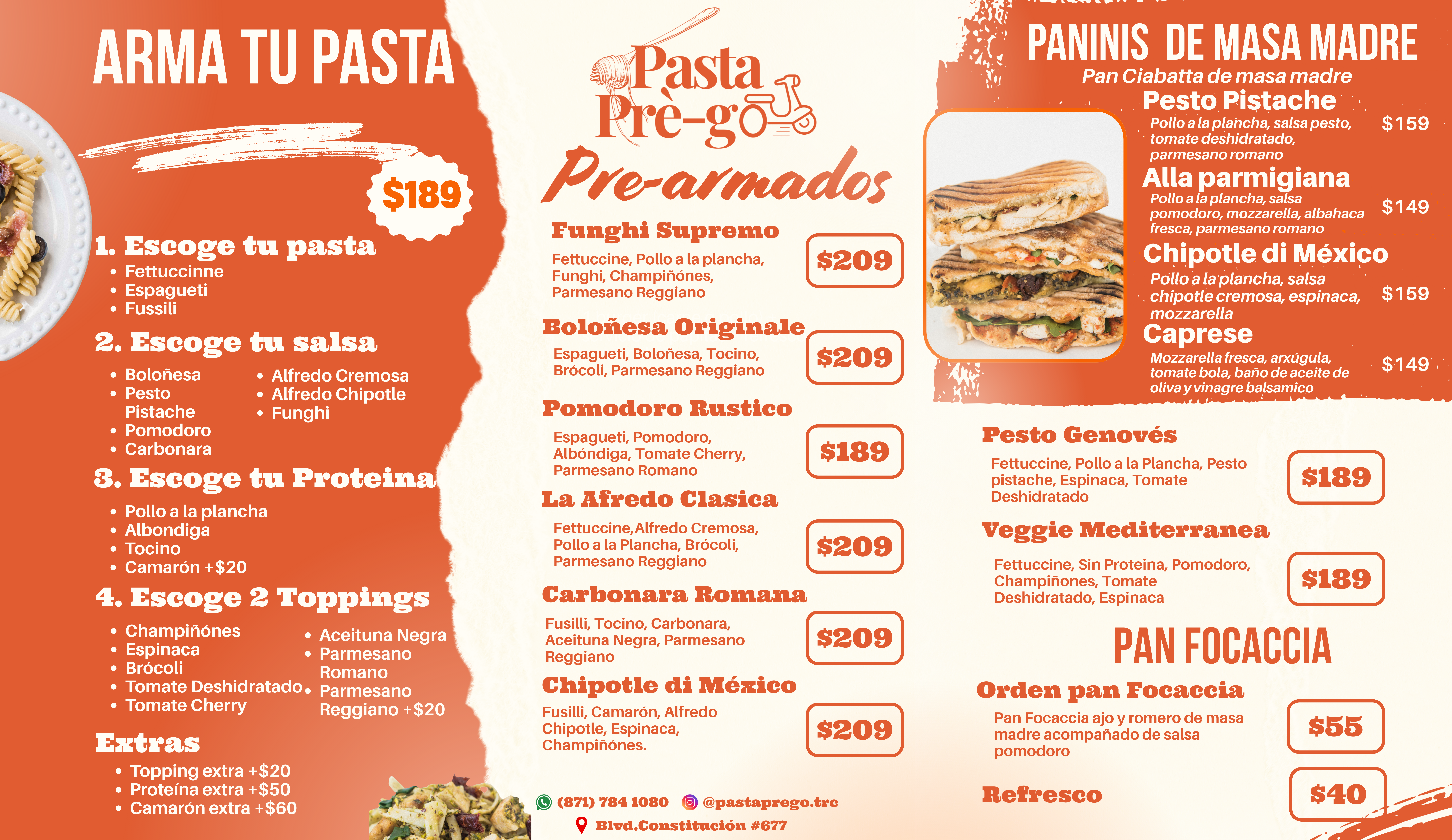 Menu Pasta Pre-go